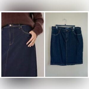 Lexi Jeans women’s dark blue modest denim jean skirt size 20